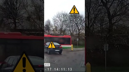 Wymuszenie pierwszeństwa na rondzie przez autobus #shorts #rikordwidjo