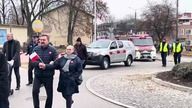 Przejazd kolumny wozów strażackich 11 listopada w Wołominie