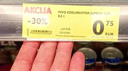 Chorwacki ? Radler w sklepie! 0. 75 euro za Edelmeistera Lemon! Polskie piwo z Rakszawy (Van Pur)!