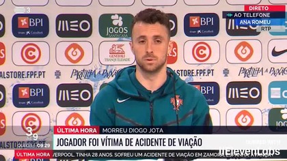 RTP3 - Fragment 3 às 9 - informacja o śmierci Diogo Joty (03. 07. 2025) - test ElevenLabs AI Dubbing