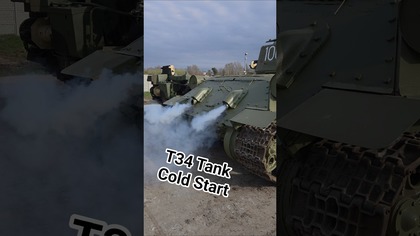 T34 Tank Cold Start #coldstart #tank #diesel