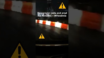 Rowerzyści jadą pod prąd na rondzie we Wrześni #shorts #rikordwidjo