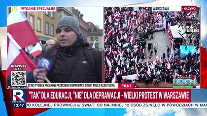 TV Republika - Fragment relacji z protestu ("Tak" dla edukacji - "Nie" dla deparacji) (01. 12. 2024)