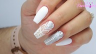 White geometric nails art / Colours by Molly