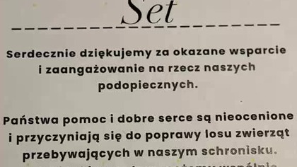Podziękowania od Schroniska dla Piesja Secika: