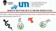 7. 3. 5.  Oblicz stopień dysocjacji jednoprotonowego kwasu o stężeniu 0,03 mol/l.  #umed #chemia
