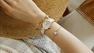MAMONA Womens Watch and Bracelet Gift Set Rose Gold Stainless Steel and White Ceramic