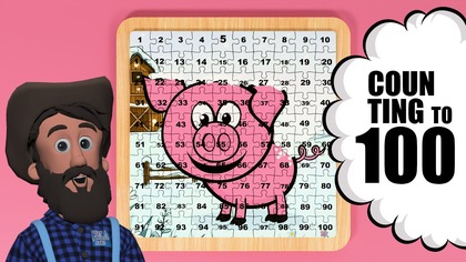 Counting to 100 with Pig puzzles for kids
