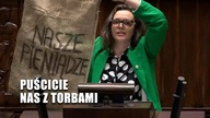 Jachira wymachuje w Sejmie workiem.  Jesteście ekonomicznymi analfabetami!
