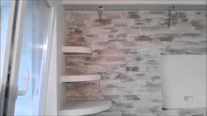 Sciana telewizyjna w kamieniu dekoracyjnym ozdobnym z oswietleniem ledowym Tv Wand