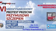 VI Międzynarodowy Protest Przeciw Przymusowi Szczepień STOP NOP (04.06.2022) cz. 1/3