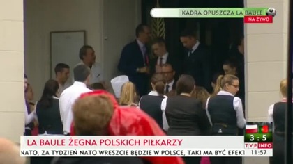 Transmisja z pożegnania reprezentacji Polski we Francji i powitania na warszawskim Okęciu.