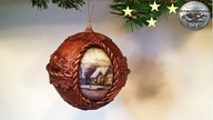 Jak zrobić miedzianą bombkę świąteczną ozdobioną koronką i decoupage - Pomysły plastyczne DiY