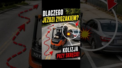 Wózek widłowy jedzie zygzakiem i kończy się to kolizją  Co tu się wydarzyło? #polskiekierowcy