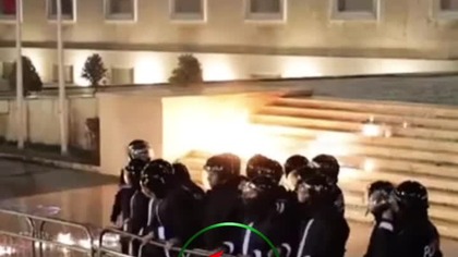 DEMONSTRATERS STUDENTS IN TIRANA ALBANIA YESTERDAY SAME AS IN FRANCE.
