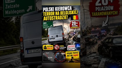 Belgia: bus na polskich tablicach staranował ponad 20 aut.  #shorts #Belgia #PolscyKierowcy