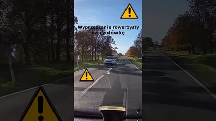 Wyprzedzanie rowerzysty na czołówkę #shorts #rikordwidjo
