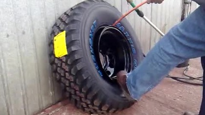 How not to inflate a tyre!
