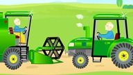 Zielone pojazdy rolnicze i Traktor na Wsi - Tractor and combine harvester Work in the Countryside