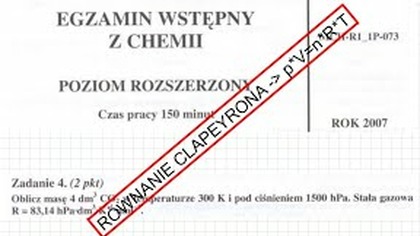 ZADANIE 4 AM 2007 RÓWNANIE CLAPEYRONA WARUNKI INNE NIŻ NORMALNE
