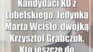 Kandydaci KO z Lubelskiego.  Jedynką Marta Wcisło, dwójką Krzysztof Grabczuk.  Kto jeszcze do Eur..