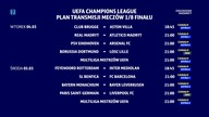 Canal+ Extra 2-3 - Plansza z planem transmisji mecz&oacute;w fazy 1/8 finału Ligi Mistrz&oacute;w (0