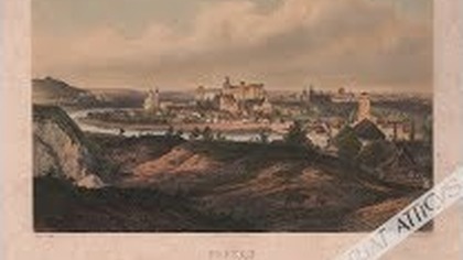 Kraków utrwalony na kolorowej rycinie z ok. 1850 r.