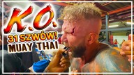 Pająk BRUTALN|E znokautowany łokciem w Tajlandii! (31 szwów) Piękna walka Muay Thai