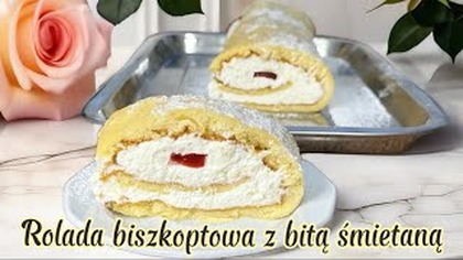 Mięciutka rolada biszkoptowa z bitą śmietaną i galaretką - nie można jej się oprzeć, prosty przepis!