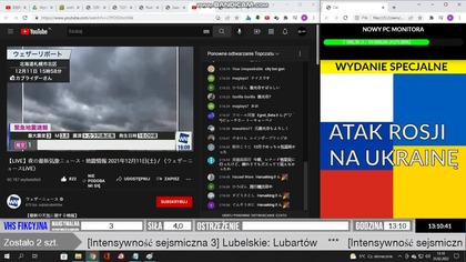Wczesne ostrzeżenie przed trzęsieniem ziemi około 13:10 w dniu 25 lutego 2022 roku