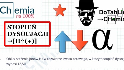 Oblicz stężenie jon&oacute;w H+ w roztworze kwasu octowego, w kt&oacute;rym stopień dysocjacji wynosi 12,5% ZADANIE 98 CHEMIA NA 100%.  #chemistry
