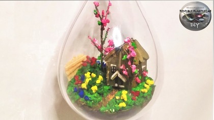 Jak zrobić wiszącą dekorację 3d, wiosenny domek w ogródku - Pomysły Plastyczne DiY