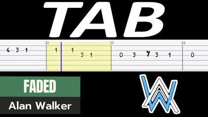  Faded (Alan Walker) - melodia TAB (gitara)  NUTY W OPISIE 