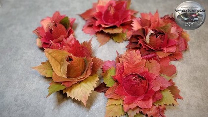 Jak robić kwiaty z jesiennych liści winobluszczu - Pomysły Plastyczne DiY