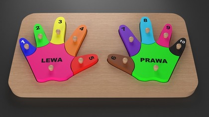 Drewniana układanka ręce i palce | kolory i liczby