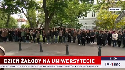 TVP Info - Oddanie hołdu tragicznie zmarłej pracowniczce Uniwersytetu Warszawskiego (08. 05. 2025)