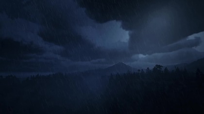 10H Heavy Rain in the Mountains at Night 