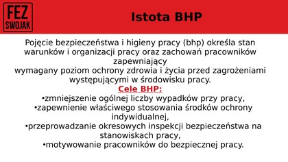 Szkolenie z zakresu istoty bezpieczeństwa i higieny pracy (BHP) v.  2.  0