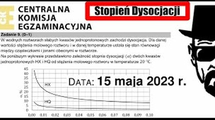 ZADANIE 9 CKE 2023(2015) Maj Stopień Dysocjacji, który kwas jest mocniejszy.  #chemia