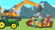 Mini Yellow Excavator, Tractor, Big Excavator and Sandbox for Kids - New Vehicles for the Youngest