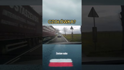 Na czołówkę, bo nie dał rady wyprzedzić TIR-a.  Sekundy od tragedii.  #drogi #uwaga #polscykierowcy