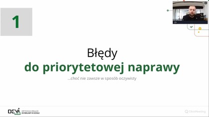 Crawlery, Google Search Console, darmowe audyty zasypują nas listami błędów, które w teorii powinniśmy rozwiązać. W praktyce okazuje się, że niektóre komunikaty błędów nie wymagają naprawy, a część z nich to informacje, których nie powinniśmy interpretować jako błąd, a raczej jako działanie celowe. Porozmawiamy o często spotykanych przykładach poważnych błędów oraz problemach, które niekoniecznie są tak duże, jakimi się wydają.

Nagranie z całego webinaru znajdziesz tutaj:
https://www.devagroup.pl/prelekcja/bledy-w-seo-czy-wszystkie-trzeba-naprawiac