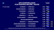 Canal+ Extra 2-7 - Plansza z planem transmisji 7.  kolejki fazy ligowej Ligi Mistrzów (21. 01. 2025)