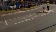 Niecodzienny wypadek podczas wyścigu kolarskiego
