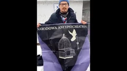 Protest antypsychiatryczny przed szpitalem Sobieskiego.