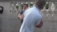 LiveLeak - Trump supporters and protestors scuffle over Trump hat outside Buckingham Palace