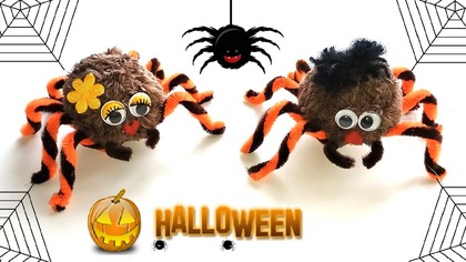 Jak zrobić łatwe pająki ze starych pomponów DIY  Śmieszne maskotki na Halloween 