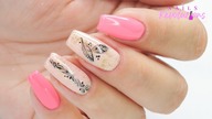 Pink and Gold leaves nails art tutorial / Eveline