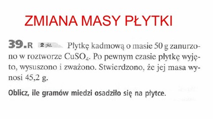 ZMIANA MASY PŁYTKI 39. R PERSONA WSIP PŁYTKĘ KADMOWĄ O MASIE 50g ZANURZONO.  #chemia #chemistry