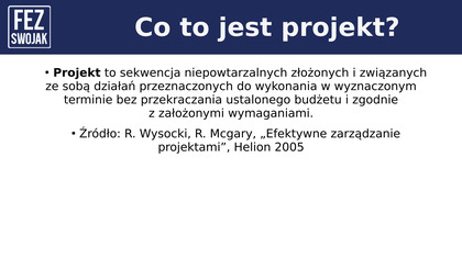 Szkolenie z zakresu podstaw zarządzania projektami v.  2. 0